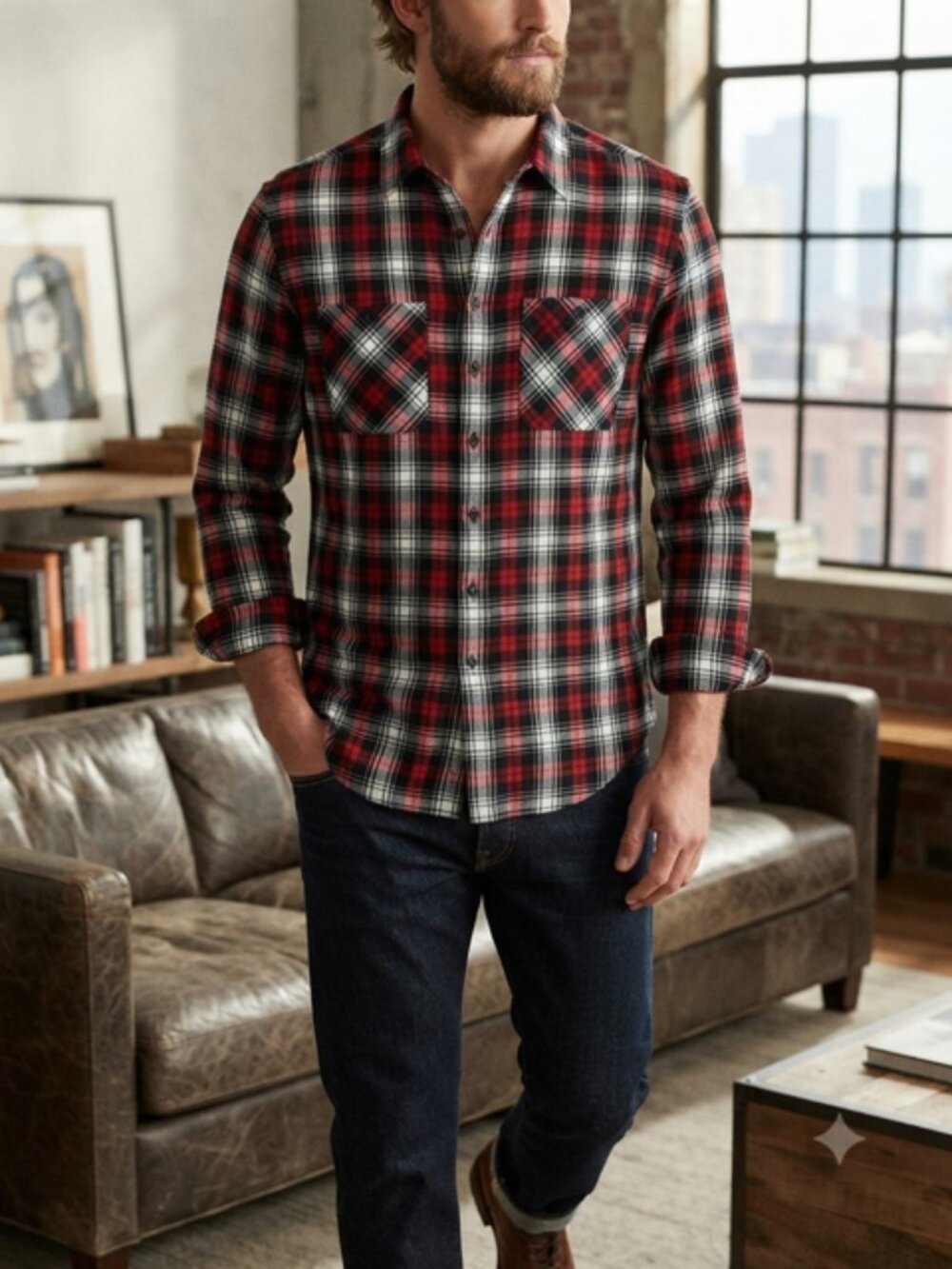 Lauren Ralph Lauren Plaid 100% Cotton Men's Large Shirt Preppy Classic